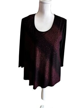 Kim Rogers Red Black Top Size Medium